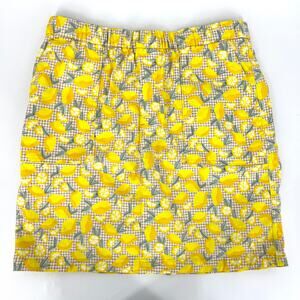 Lands End Lemon Gingham Print Skort Built in Bike Shorts Size 12T